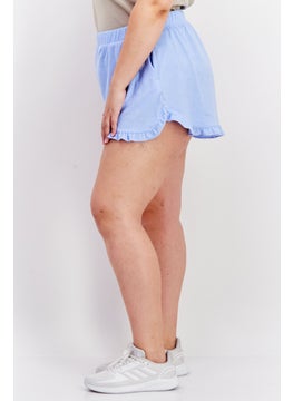 Bar III Women Plus Size French Terry Ruffled Shorts, Light Blue  - Image 2