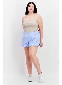 Bar III Women Plus Size French Terry Ruffled Shorts, Light Blue  - Image 4