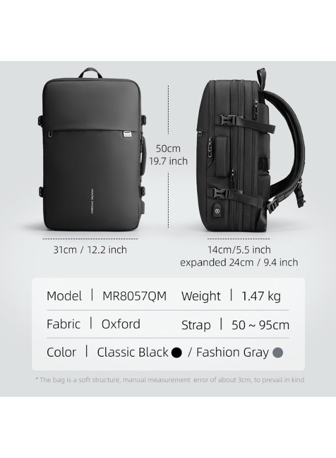 Mark Ryden MR8057QM Built-In Motorized Vacuum Compression Expandable Backpack, Waterproof Oxford Fabric, USB Charging, Laptop Compartment (Up to 17.3”), 15–35L Capacity Travel & Commuter Bag - Image 3