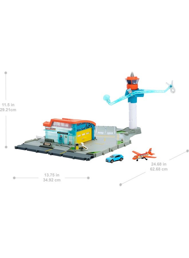 MATCHBOX Matchbox Toy Car Playset, Takeoff Adventure Airport Set with Die-Cast Audi in 1:64 Scale, Plastic Plane, Take-Off & Landing Feature & Storage - Image 3