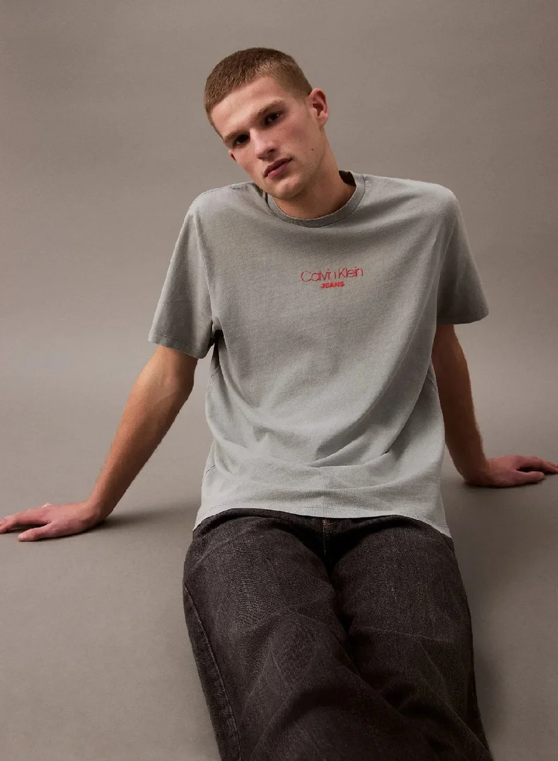 Calvin Klein Jeans Trooper Acid Wash Logo T-shirt for Men | Best Price UAE
