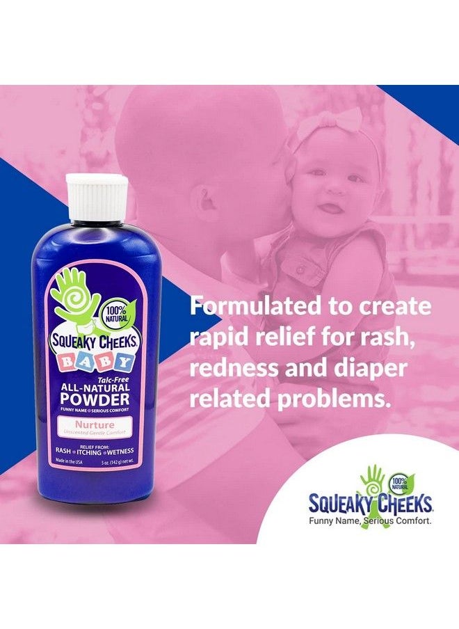 Squeaky Cheeks - Baby Powder (5Oz) ; Organic ; Unscented Talcfree And All Natural Powder ; Effective Relief From Rash Wetness And Itching ; Also Ideal For Adults - Image 1