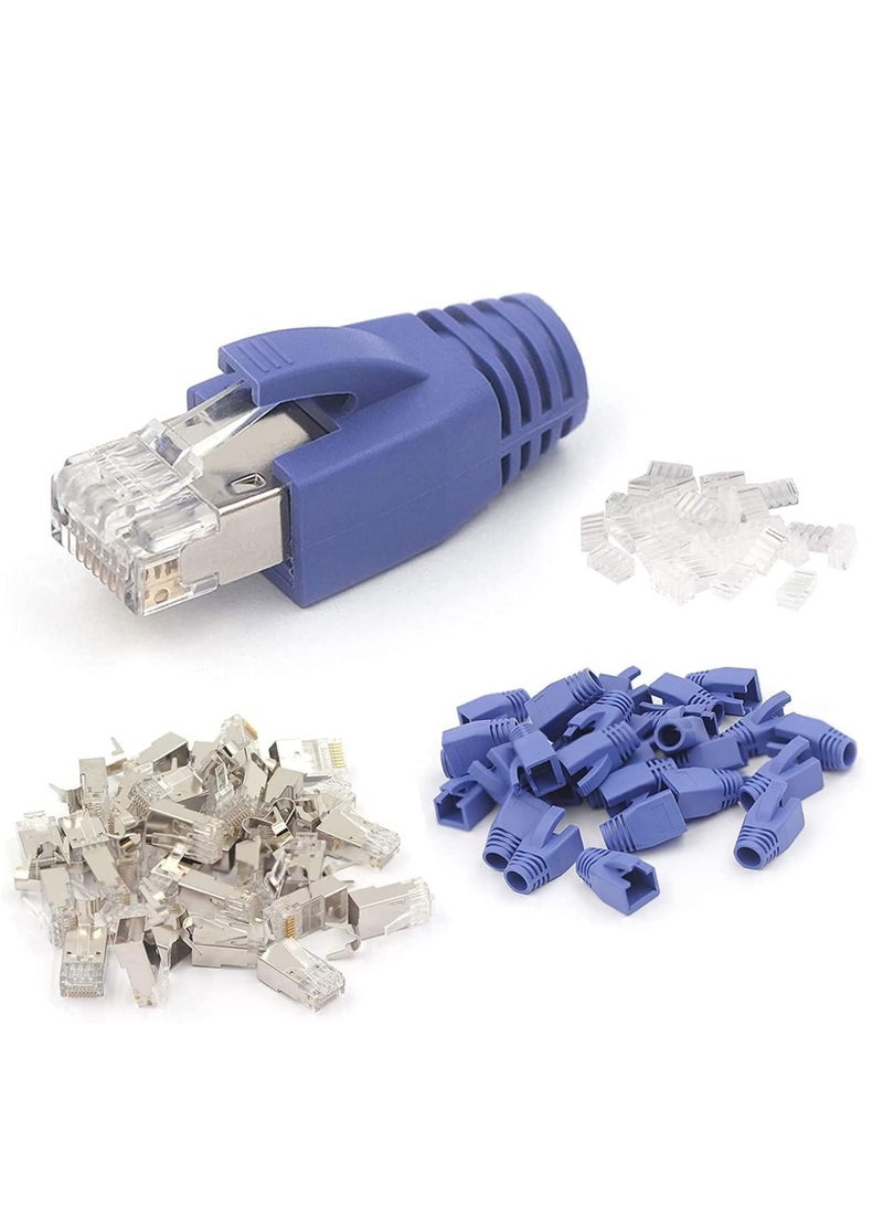 DKURVE RJ45 Pass Through Crimping Tool Bundle with 10-Pack Cat7 Cat6A RJ45 Pass Through Connectors with Strain Relief Boots - Image 2
