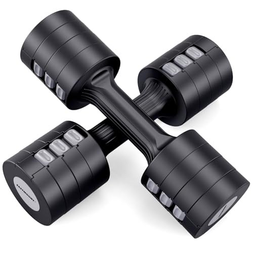 EAST MOUNT Adjustable Dumbbells 5 lb Dumbbells Set of 2 / Pair 10 lb Total Free Weights 6 in 1 Women Hand Weights for Home,Office,Gym Exercise Training 2lb 3lb 4lb 5lb Fast Adjust - Image 1