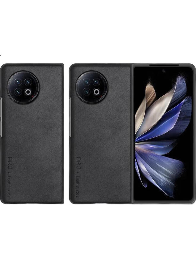 Shangsu, Suitable For Vivo Xfold2 Phone Case, Vivo Xfold2 Protective Cover, Sheepskin Left And Right Folding Style, Silicone Soft Shell, Shockproof, Wear-Resistant, For Women And Men, Outer Case, Starry Black - Image 2