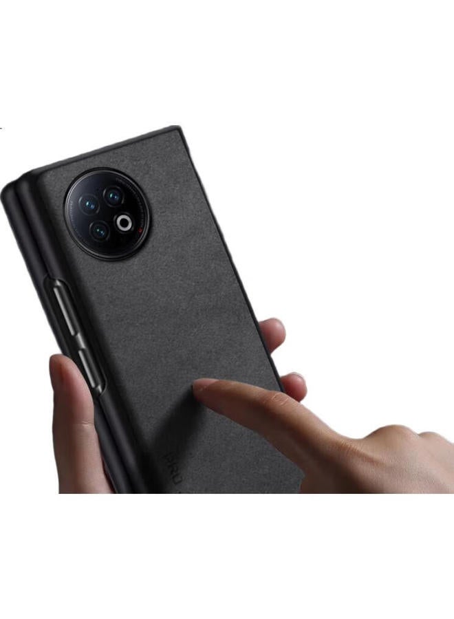 Shangsu, Suitable For Vivo Xfold2 Phone Case, Vivo Xfold2 Protective Cover, Sheepskin Left And Right Folding Style, Silicone Soft Shell, Shockproof, Wear-Resistant, For Women And Men, Outer Case, Starry Black - Image 1