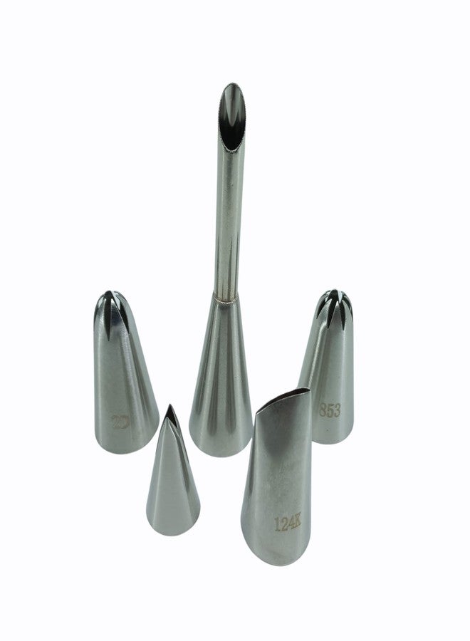 Grizzly® 5 Pcs Stainless Steel Cupcake Decorating Tools Nozzles Set(2D, Grass(m), 853, 124, Pipe(B)) - Image 1