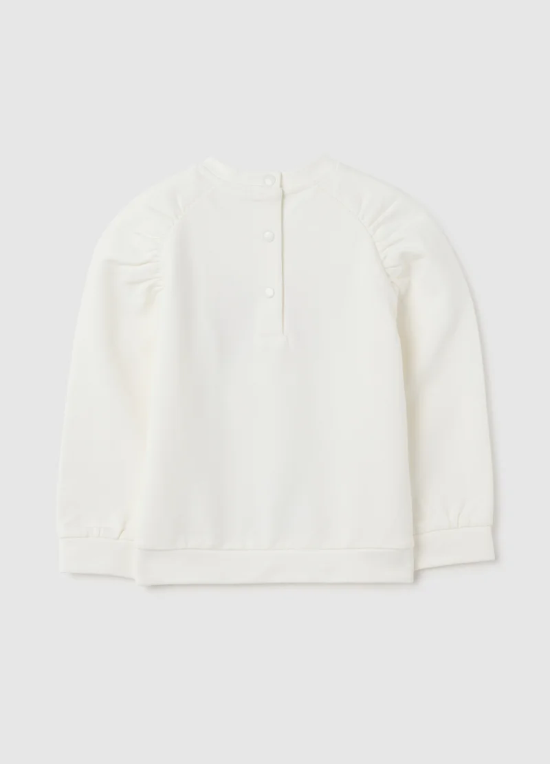 Ovs WHITE GIRLS' STRETCH COTTON SWEATSHIRT