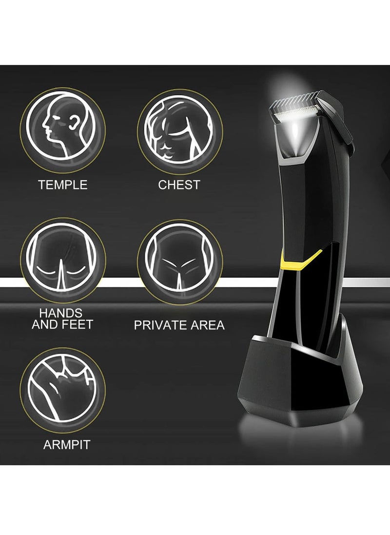 KASTWAVE - Body Hair Trimmer for Men, Body Groomer Electric Razor with LED, Wet and Dry Electric Trimmer Rechargeable Hair Clipper for Intimate Area with Dock and 2 Limit Comb (Black) - Image 1