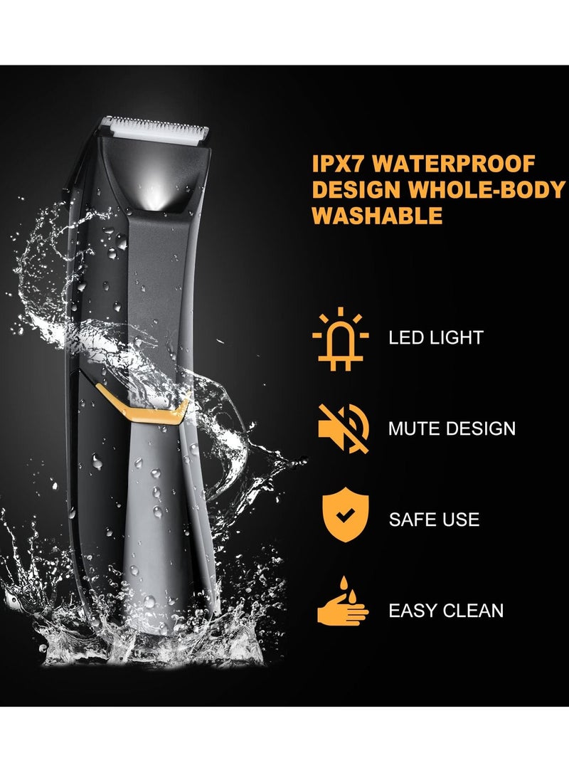 KASTWAVE - Body Hair Trimmer for Men, Body Groomer Electric Razor with LED, Wet and Dry Electric Trimmer Rechargeable Hair Clipper for Intimate Area with Dock and 2 Limit Comb (Black) - Image 1