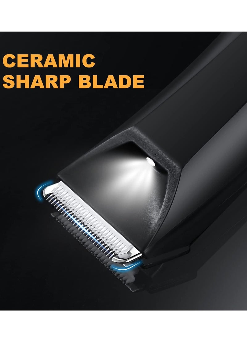 KASTWAVE - Body Hair Trimmer for Men, Body Groomer Electric Razor with LED, Wet and Dry Electric Trimmer Rechargeable Hair Clipper for Intimate Area with Dock and 2 Limit Comb (Black) - Image 1