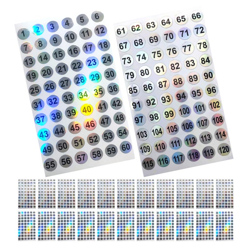 Waterproof Reflective Round Number Stickers 100 Sheets Self Adhesive Labels For Inventory Storage - Image 2