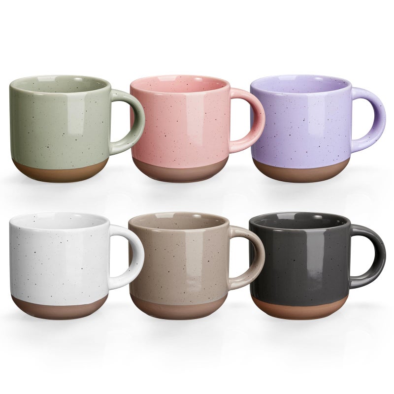Gencywe Morandi Color Ceramic Mini Espresso Cups Set of 6 5 oz Expresso Mugs with Handle Porcelain Coffee Mugs Demitasse Cups Modern Style Cups Microwave Dishwasher Safe Suit for Espresso Machine