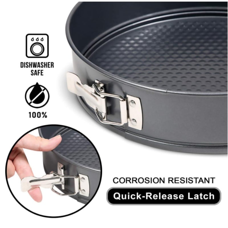 VK Stores VK STORES Premium 4Pcs Springform Cake Mould Set Ultimate Convenience and Perfect Results Ideal for Gifting Baking Tray Removable Bottom Round Shape Black 18cm20cm22cm24cm - Image 4