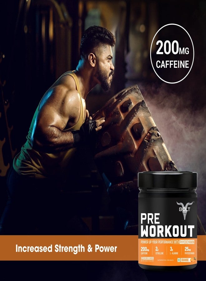 Bolt Pre Workout Supplement | 300 grams,30 Servings |With Caffeine Powder, Citrulline Malate, B-Alanine, Taurine For Explosive Energy, Pump & Focus | Orange Tangy - Image 3