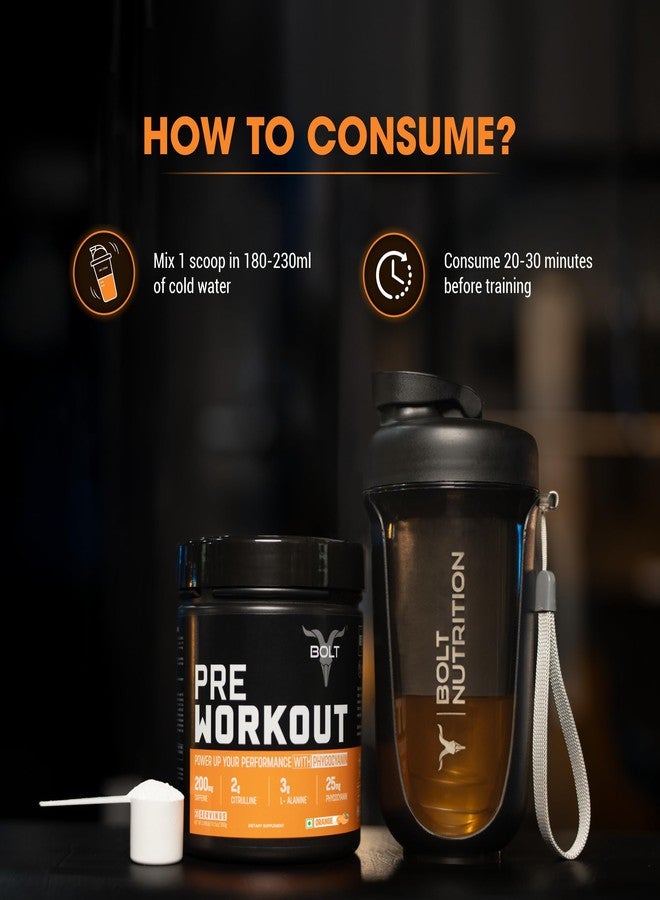Bolt Pre Workout Supplement | 300 grams,30 Servings |With Caffeine Powder, Citrulline Malate, B-Alanine, Taurine For Explosive Energy, Pump & Focus | Orange Tangy - Image 5