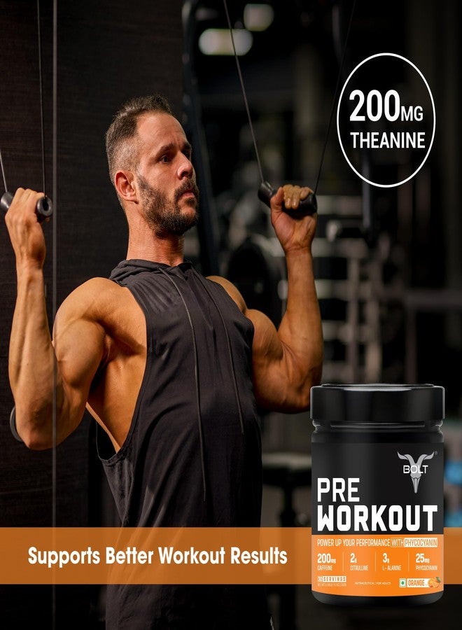 Bolt Pre Workout Supplement | 300 grams,30 Servings |With Caffeine Powder, Citrulline Malate, B-Alanine, Taurine For Explosive Energy, Pump & Focus | Orange Tangy - Image 4