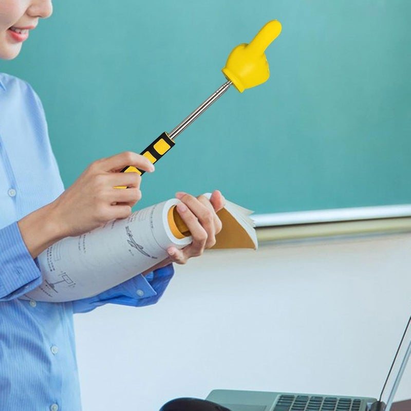 Telescopic Teachers Pointer Stick Hand Whiteboard Pointer Presentation Pointer Finger Pointer Stick for Office School, Yellow - Image 4