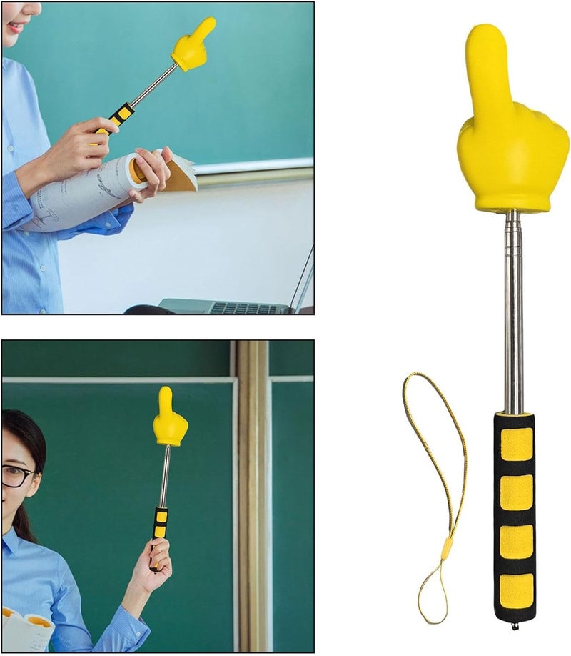 Telescopic Teachers Pointer Stick Hand Whiteboard Pointer Presentation Pointer Finger Pointer Stick for Office School, Yellow - Image 5