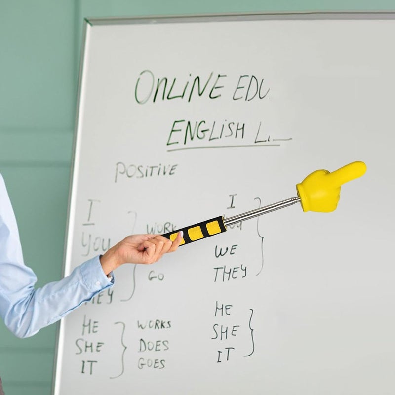 Telescopic Teachers Pointer Stick Hand Whiteboard Pointer Presentation Pointer Finger Pointer Stick for Office School, Yellow - Image 3