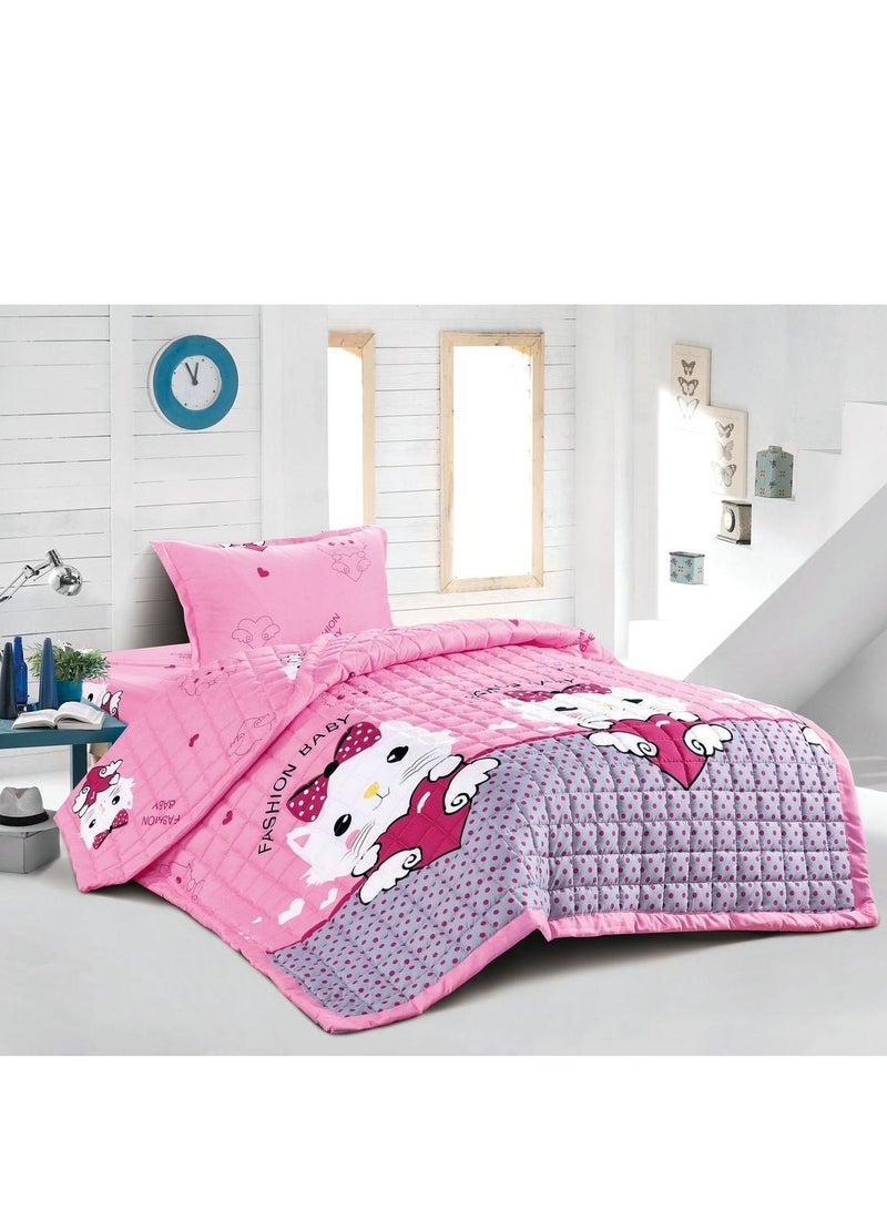 Comforter set with children's drawings, 3 pieces, compressed quilt, size 160*210 cm