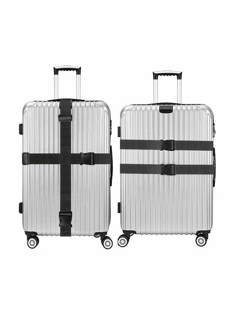 Excefore Heavy Duty Luggage Straps for Suitcases Packing Belts Travel(2 Pack black)  - Image 2