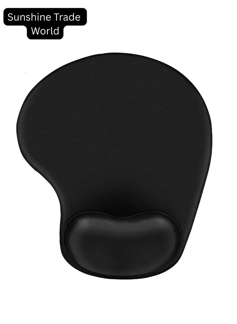 Sunshine Trade World Ergonomic Mouse Pad with Gel Wrist Rest Support – Non-Slip Base, Comfortable & Durable Design for Home, Office & Gaming (Black) - Image 1