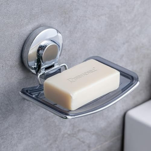 NEVADRILL Suction Soap Holder | Vacuum Suction Soap Dish for Shower | Wall-Mounted Soap Caddy for Shower | Polished Finish, Drill-Free Installation | Wall Soap Holder for Bathroom [ND-0542] - Image 1