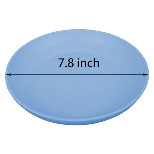 LuckyZone 7.8 Inches Unbreakable Wheat Straw Plates - Reusable Plate Dinner Set - Dishwasher & Microwave Safe - Healthy, BPA Free & Eco-Friendly (7.8 Inches/4 Blue) - Image 2