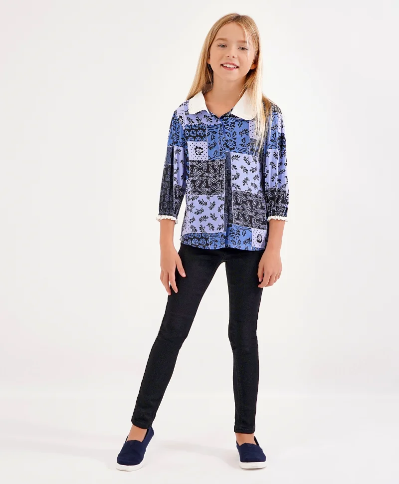 Primo Gino Primo Gino Collar Neck Top - Indigo Blue