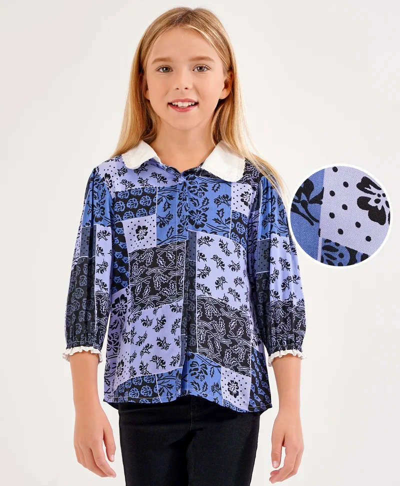 Primo Gino Primo Gino Collar Neck Top - Indigo Blue