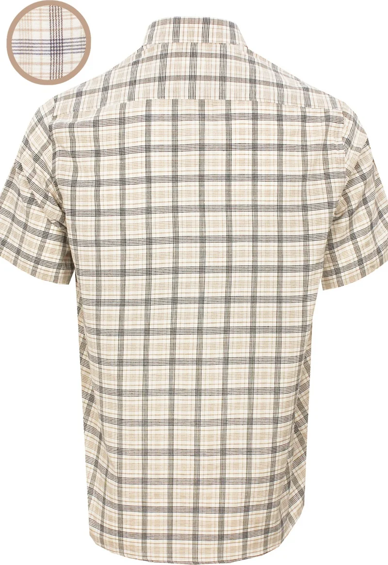 Varetta Men's White-Cream Classic Cut Buttoned Collar Check Short Sleeve Shirt