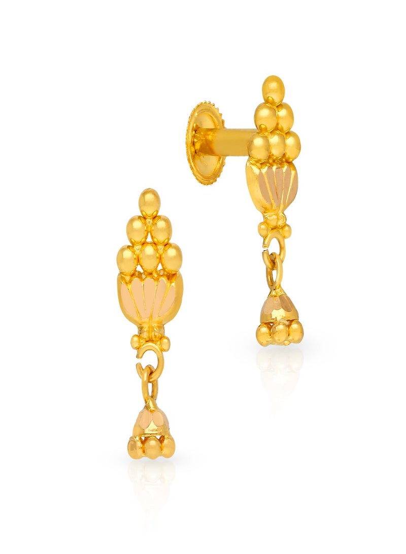 Malabar Gold and Diamonds 22 Karat 916 Purity Drops Style Screw Back Earring for Girls ERTMN51461 - Image 1
