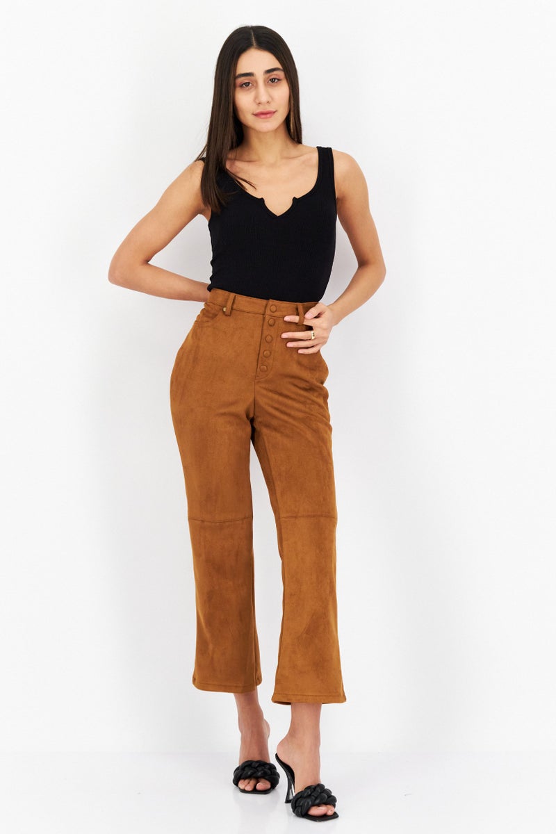 BCBGeneration Women Wide Leg Plain Pants, Brown - Image 2