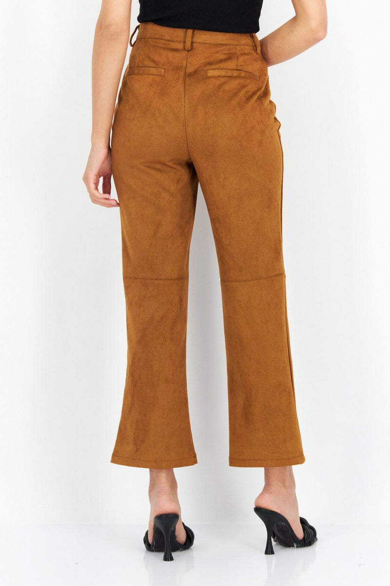 BCBGeneration Women Wide Leg Plain Pants, Brown - Image 4