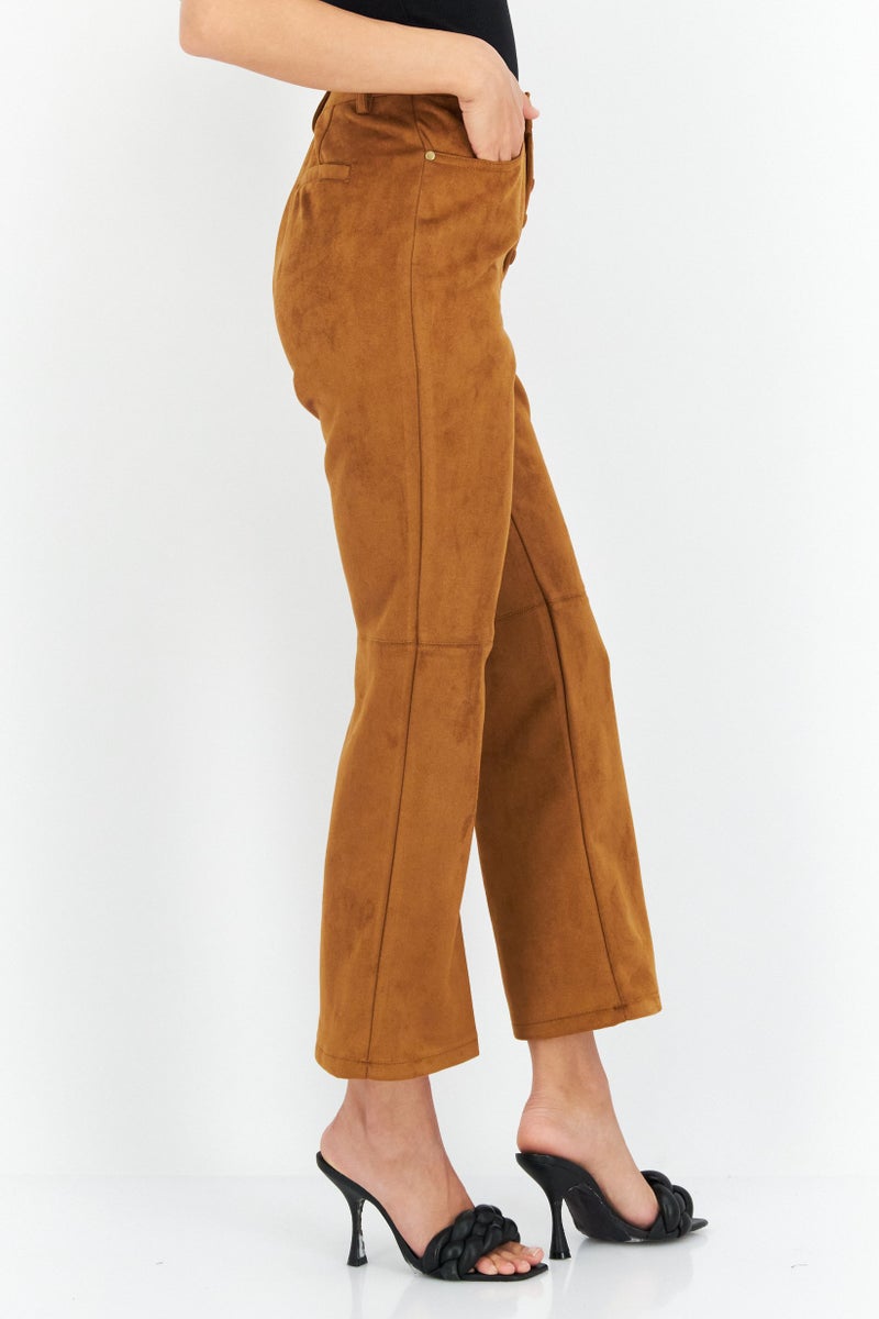 BCBGeneration Women Wide Leg Plain Pants, Brown - Image 3