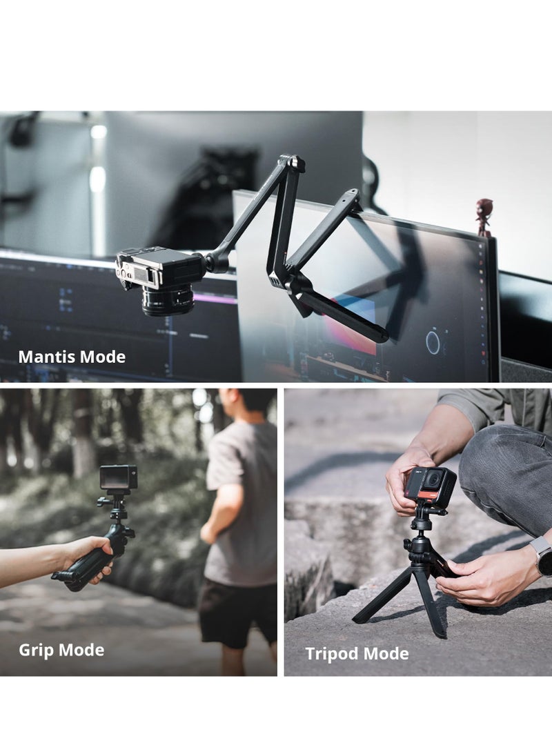 SYOSI - Folding Selfie Stick Tripod, CapLock MantisPod Z, Video Vloggingd for DJI OSMO Action 4/3, Gopro Hero 12/11/10/9/8, OSMO Pocket 3/2, Action Camera for Insta ONE RS/R/X3 with 1/4"-20 Thread Adapter - Image 1