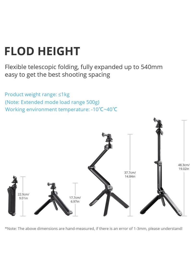SYOSI - Folding Selfie Stick Tripod, CapLock MantisPod Z, Video Vloggingd for DJI OSMO Action 4/3, Gopro Hero 12/11/10/9/8, OSMO Pocket 3/2, Action Camera for Insta ONE RS/R/X3 with 1/4"-20 Thread Adapter - Image 1