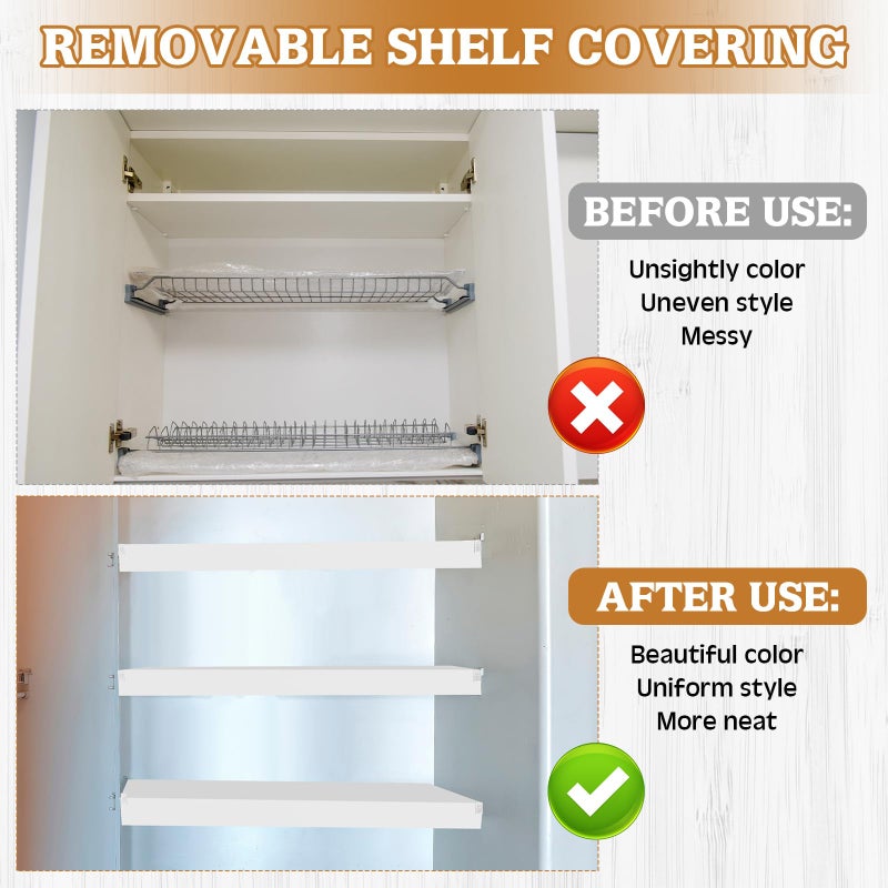 Hoolerry 5 Pcs Wire Shelf Covers Foamed PVC Wire Rack Covers for Removable Closet (Not Wood) Pantry Shelves for Cabinet Bathroom Kitchen Shelving Decoration(White,40x16inch) - Image 3