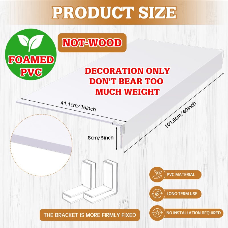 Hoolerry 5 Pcs Wire Shelf Covers Foamed PVC Wire Rack Covers for Removable Closet (Not Wood) Pantry Shelves for Cabinet Bathroom Kitchen Shelving Decoration(White,40x16inch) - Image 2
