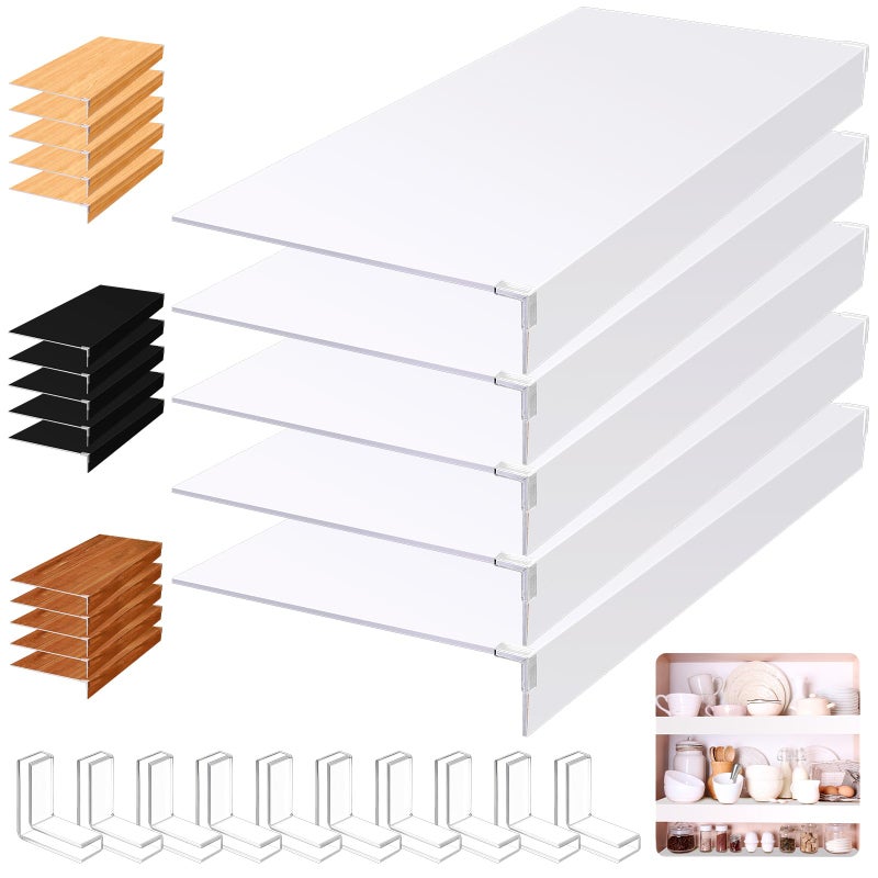 Hoolerry 5 Pcs Wire Shelf Covers Foamed PVC Wire Rack Covers for Removable Closet (Not Wood) Pantry Shelves for Cabinet Bathroom Kitchen Shelving Decoration(White,40x16inch) - Image 1