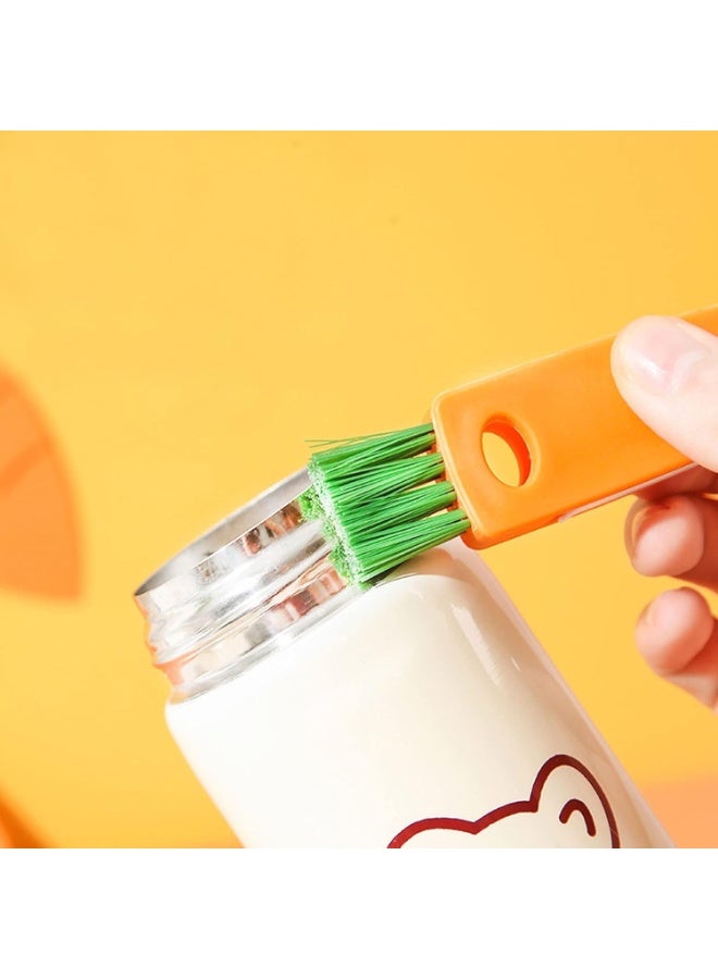 مجموعة فرش تنظيف الزجاجات 3 في 1 - عبوة من 3 قطع: فرشاة صغيرة على شكل جزرة لأغطية الزجاجات، والمصاصات، والأكواب، وزجاجات الرضاعة، والأماكن الضيقة - Image 2