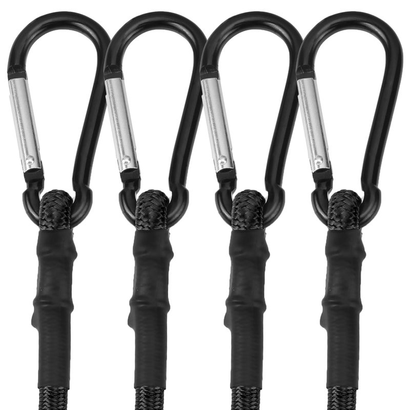WORKPRO 24 Inch Bungee Cords with Hooks, 4 Pack Superior Rubber Heavy Duty Bungee Straps Strong Elastic Rope for Outdoor Tent, Luggage Rack, Camping, Cargo, RV, Bike, Transporting, Storage, Black - Image 1
