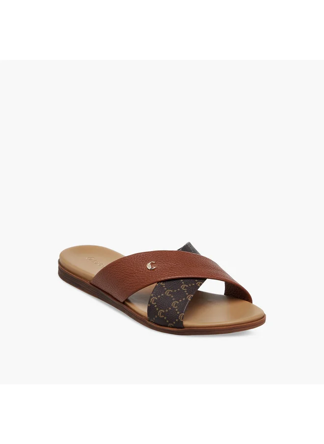 لو كونفورت Women's Solid Cross Strap Comfort Sandals