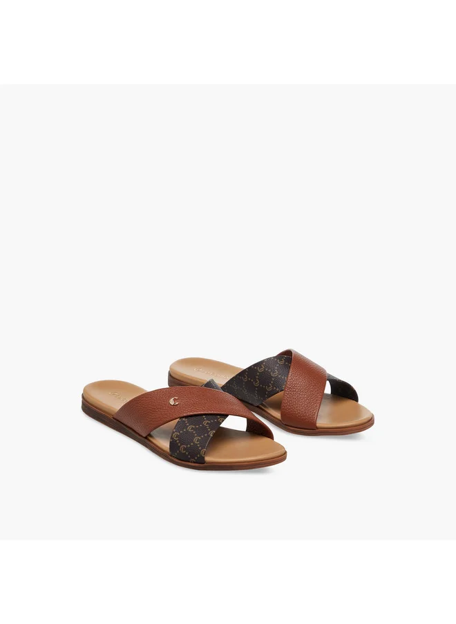 لو كونفورت Women's Solid Cross Strap Comfort Sandals
