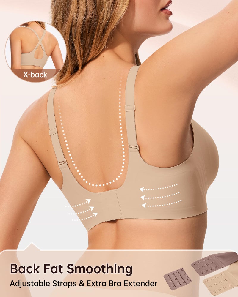 LetsJoli Jelly Bras for Women No Underwire Wireless Bras with Support and Lift for Daily Comfort Lounge Sleep Tshirt Bras (Nude XL) - Image 4