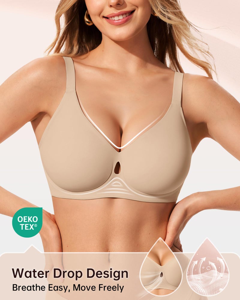 LetsJoli Jelly Bras for Women No Underwire Wireless Bras with Support and Lift for Daily Comfort Lounge Sleep Tshirt Bras (Nude XL) - Image 2