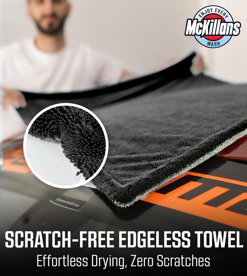 McKillans® Extra Large Dual-Color Car Drying Towel XL - Edgeless & Ultra Soft & Absorbent - 36" x 28" - 1200 GSM Twisted Loop Microfiber Towel for Cars - Drying Towel Car Detailing - Car Wash Towels - Image 2