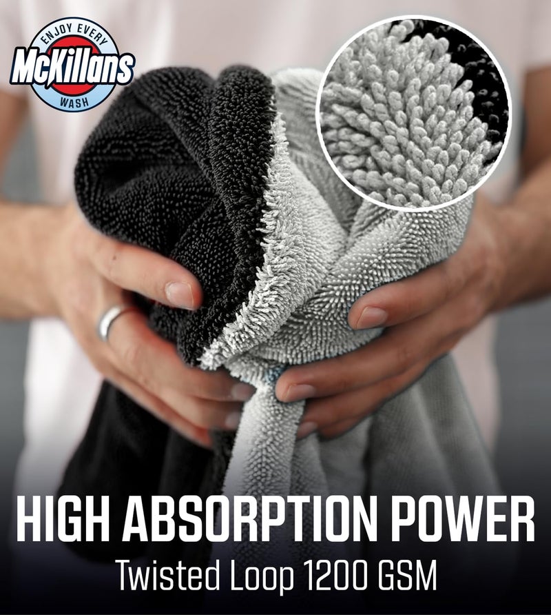 McKillans® Extra Large Dual-Color Car Drying Towel XL - Edgeless & Ultra Soft & Absorbent - 36" x 28" - 1200 GSM Twisted Loop Microfiber Towel for Cars - Drying Towel Car Detailing - Car Wash Towels - Image 5
