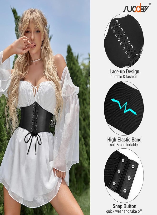 سوزدي حزام مشد نسائي من SUOSDEY، برباط، حزام مطاطي عريض بتصميم كلاسيكي، مناسب للفساتين والأزياء التنكرية والهالوين - Image 3